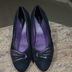 Van Eli Piper Black Suede/Leather Slip On Ballet Flats Size US 7.5